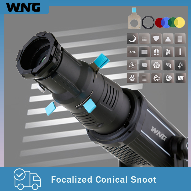 Snoot Flash Modifier - Projektor Bowens Mount z Wzorami Gobo,